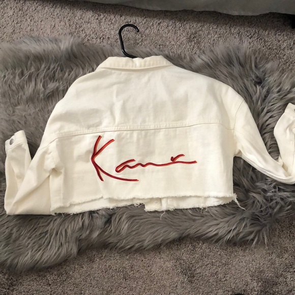 PrettyLittleThing Jackets & Blazers - Karl Kani White Denim Cut off Jacket